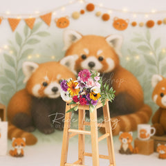 Lofaris Cartoon Raccoon Jungle Birthday Cake Smash Backdrop