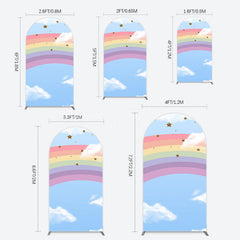 Lofaris Cartoon Rainbow Blue Sky Glitter Stars Arch Backdrop