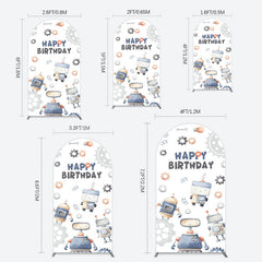 Lofaris Cartoon Robot Lovely Happy Birthday Arch Backdrop