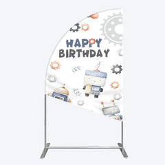 Lofaris Cartoon Robot Lovely Happy Birthday Half Moon Arch Backdrop