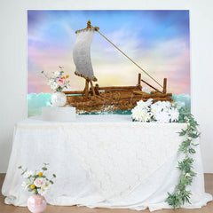 Lofaris Cartoon Sailing Boat Fantasy Drifting Party Backdrop