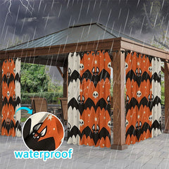 Lofaris Cartoon Skull Bat Waterproof Printed Outdoor Curtains