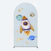 Lofaris Cartoon Starry Sky Rocket Birthday Arch Backdrop