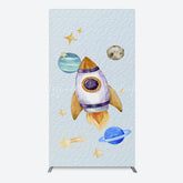 Lofaris Cartoon Starry Sky Rocket Birthday Rectangle Backdrop