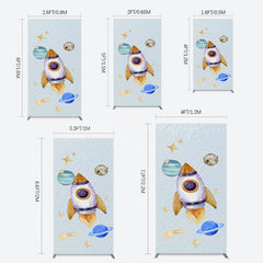 Lofaris Cartoon Starry Sky Rocket Birthday Rectangle Backdrop