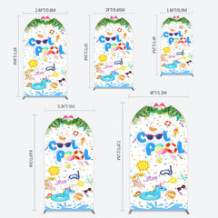 Lofaris Cartoon Summer Pool Party Birthday Arch Backdrop