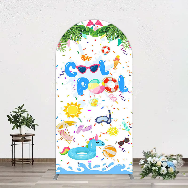 Lofaris Cartoon Summer Pool Party Birthday Arch Backdrop