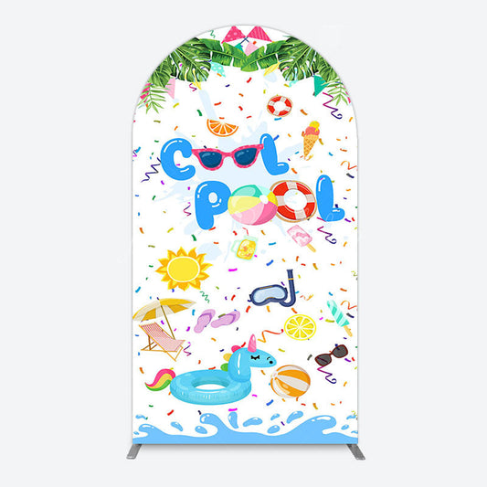 Lofaris Cartoon Summer Pool Party Birthday Arch Backdrop