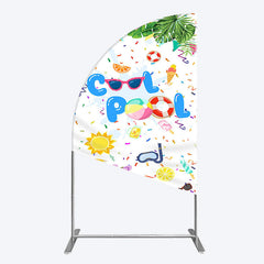 Lofaris Cartoon Summer Pool Party Birthday Half Moon Arch Backdrop