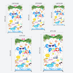 Lofaris Cartoon Summer Pool Party Birthday Rectangle Backdrop