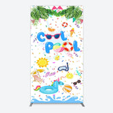 Lofaris Cartoon Summer Pool Party Birthday Rectangle Backdrop