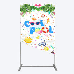 Lofaris Cartoon Summer Pool Party Birthday Rectangle Backdrop