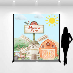 Lofaris Cartoon Sunny Windmill Farm Custom Birthday Backdrop