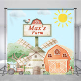 Lofaris Cartoon Sunny Windmill Farm Custom Birthday Backdrop