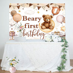 Lofaris Cartoon Sweet Teddy Beary First Birthday Backdrop