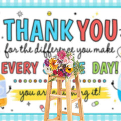Lofaris Cartoon Thank You For All Make Everyday Backdrop