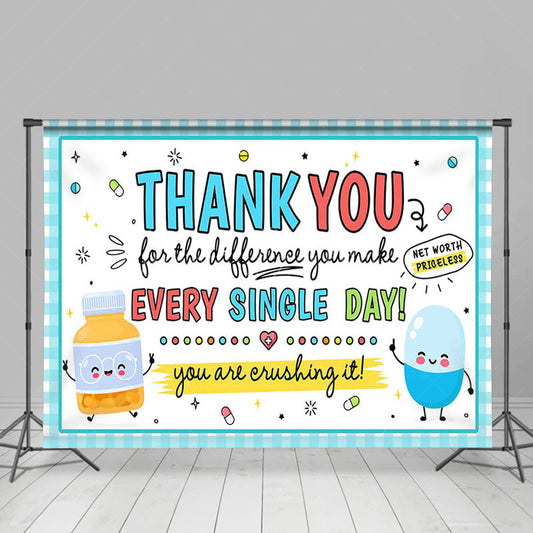 Lofaris Cartoon Thank You For All Make Everyday Backdrop