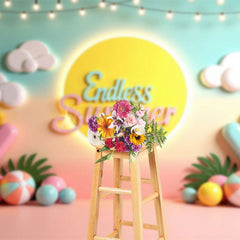 Lofaris Cartoon Theme Endless Summer Cake Smash Photo Backdrop