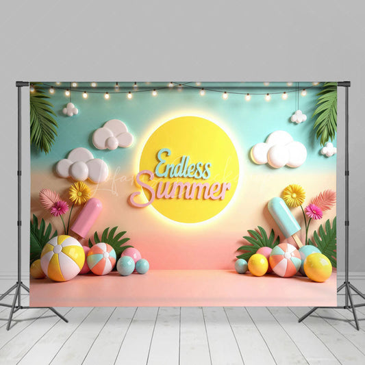 Lofaris Cartoon Theme Endless Summer Cake Smash Photo Backdrop
