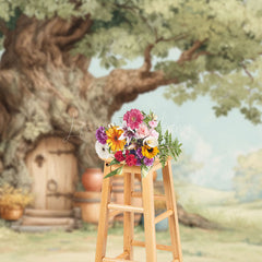 Lofaris Cartoon Tree House Forest Edge Honey Jar Backdrop