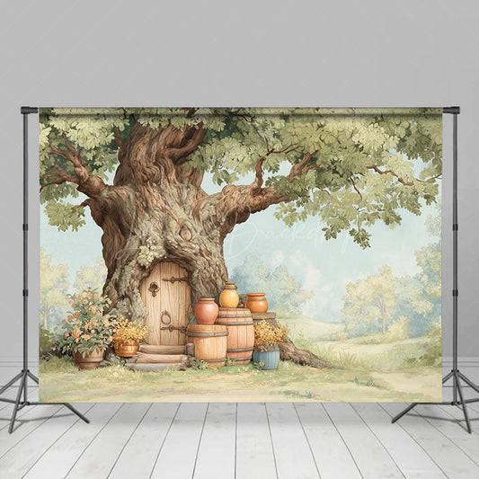 Lofaris Cartoon Tree House Forest Edge Honey Jar Backdrop