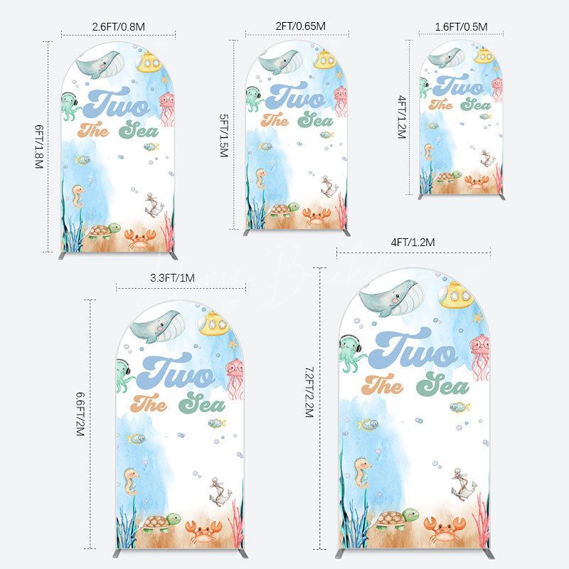 Lofaris Cartoon Two The Sea Fresh Birthday Arch Backdrop