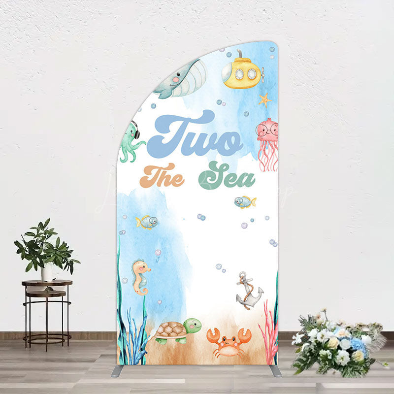 Lofaris Cartoon Two The Sea Fresh Birthday Half Moon Arch Backdrop