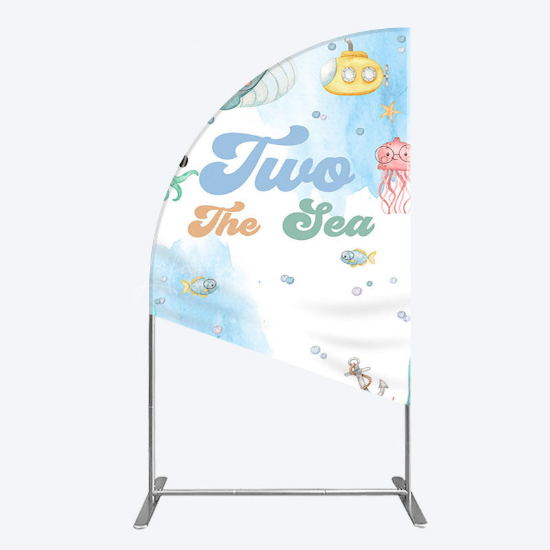 Lofaris Cartoon Two The Sea Fresh Birthday Half Moon Arch Backdrop