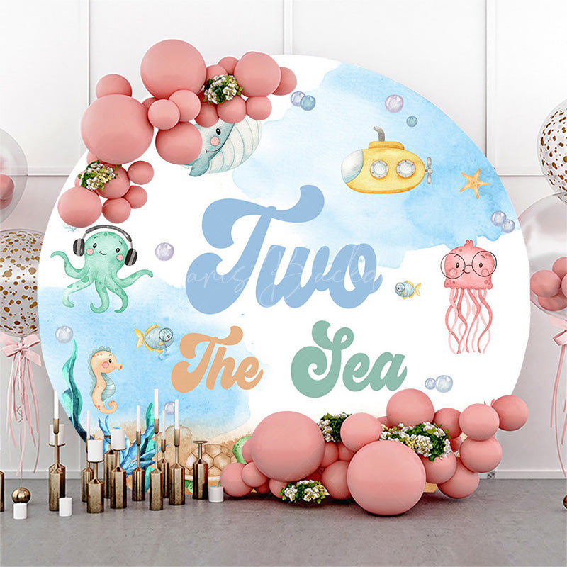 Lofaris Cartoon Under The Sea 2nd Round Birthday Backdrop