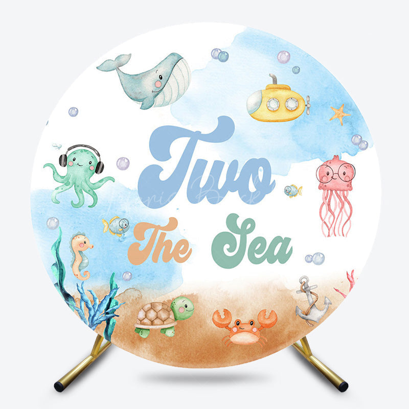 Lofaris Cartoon Under The Sea 2nd Round Birthday Backdrop