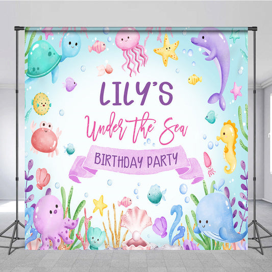 Lofaris Cartoon Under The Sea Summer Custom Birthday Backdrop