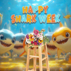 Lofaris Cartoon Undersea World Happy Shark Week Backdrop