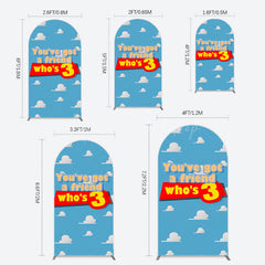 Lofaris Cartoon Who Is 3 Clouds Happy Birthday Arch Backdrop