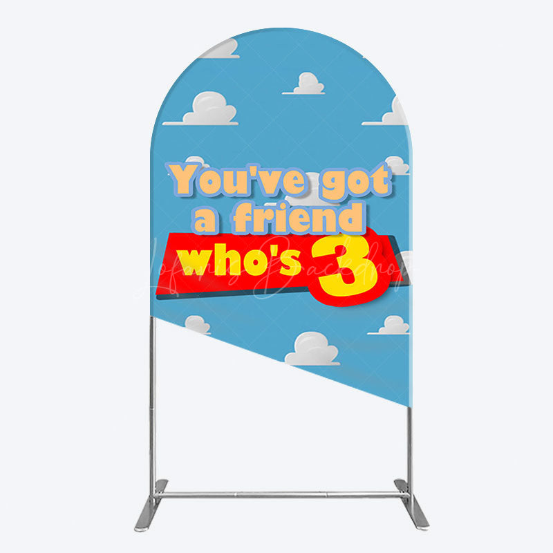 Lofaris Cartoon Who Is 3 Clouds Happy Birthday Arch Backdrop