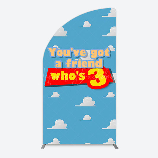 Lofaris Cartoon Who Is 3 Clouds Happy Birthday Half Moon Arch Backdrop