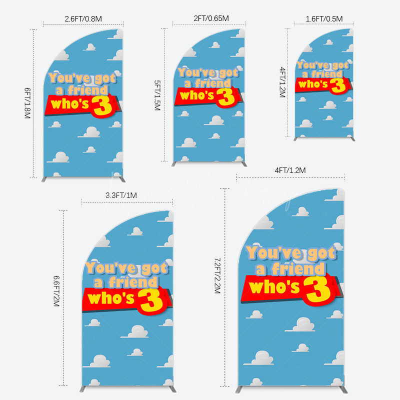 Lofaris Cartoon Who Is 3 Clouds Happy Birthday Half Moon Arch Backdrop