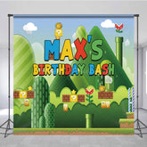 Lofaris Cartoon Words Green Scene Custom Birthday Backdrop