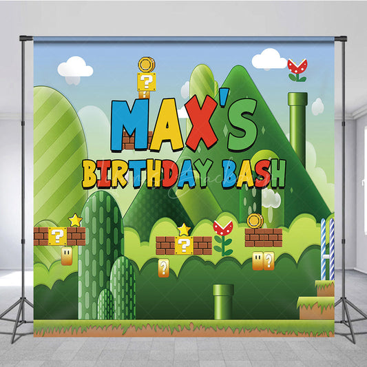 Lofaris Cartoon Words Green Scene Custom Birthday Backdrop
