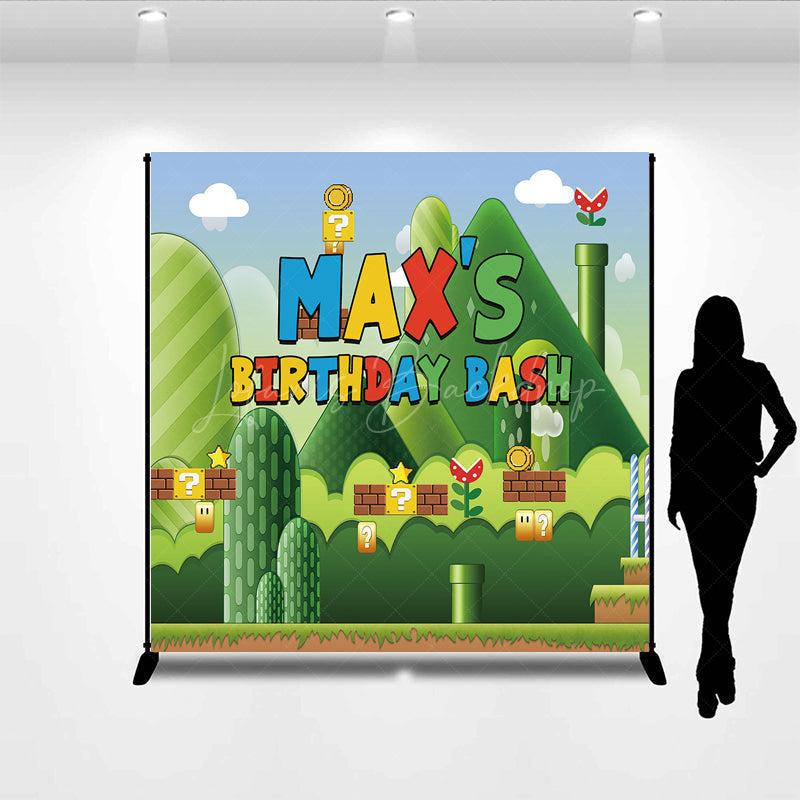 Lofaris Cartoon Words Green Scene Custom Birthday Backdrop