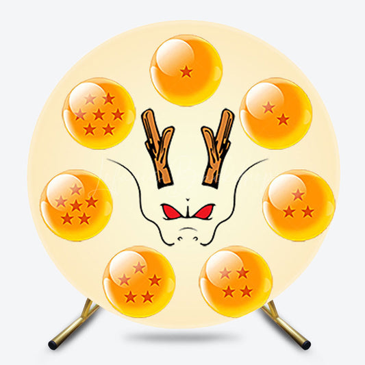 Lofaris Cartoon Yellow Balls Dragon Round Birthday Backdrop