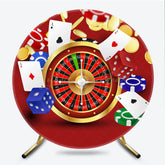 Lofaris Casino Night Round Backdrop for Birthday Party Las Vegas Poker and Roulette Theme Adult Game Decor