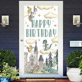 Lofaris Castle Baby Dragon Cloud Stars Birthday Door Cover