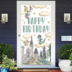 Lofaris Castle Baby Dragon Cloud Stars Birthday Door Cover