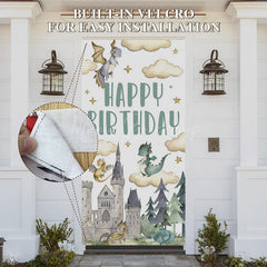 Lofaris Castle Baby Dragon Cloud Stars Birthday Door Cover