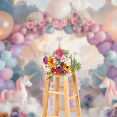 Lofaris Castle Unicorn Paradise Balloon Photography Backdrop