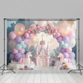 Lofaris Castle Unicorn Paradise Balloon Photography Backdrop