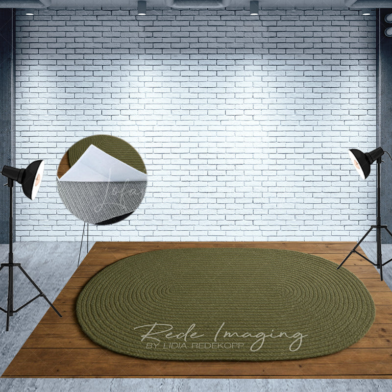Lofaris Celadon Oval Rug Wood Fabric Floor Backdrop For Photo