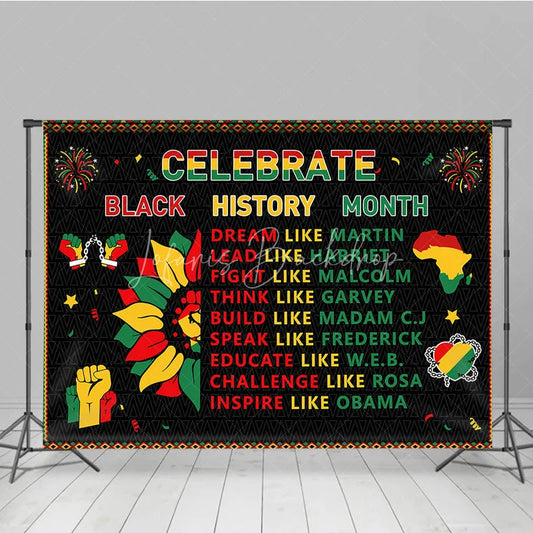 Lofaris Celebrate Black History Month Backdrop Dream Lead and Inspire Leaders List Background Pan-African Heritage Party Decor