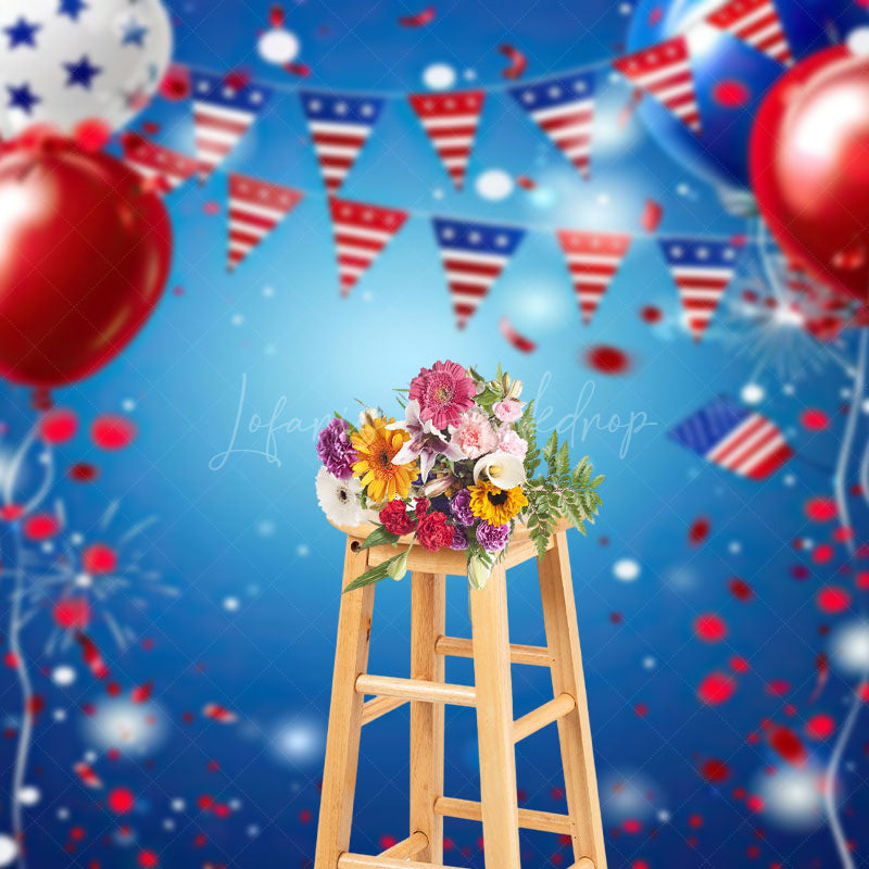 Lofaris Celebrate Holiday With USA Flag Balloons Backdrop