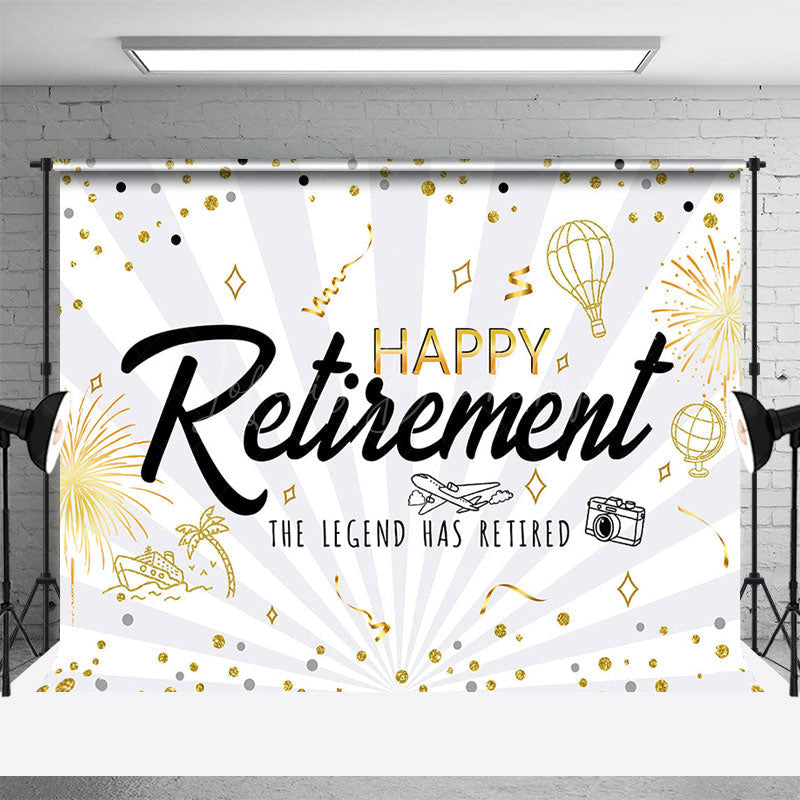 Lofaris Celebrate Retirement Vacation Glitter Photo Backdrop